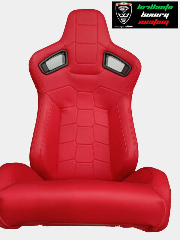 Single sports bucket seat for cars and gaming in red leather N750 