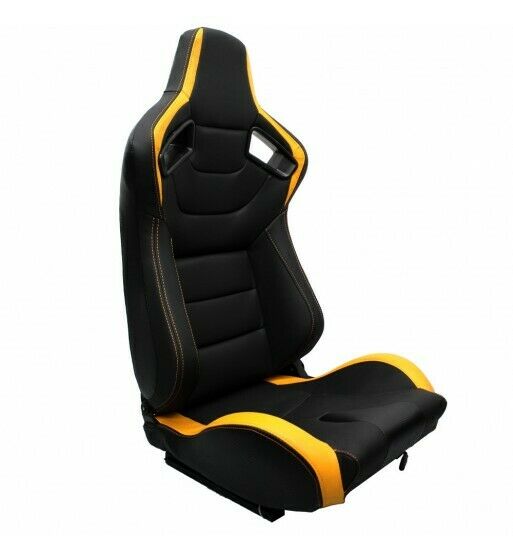 Coppia Sedili sportivi RecarCoppia Sedili sportivi Recaro Replica avvolgenti auto pelle nera con inserti gialli regolabili N773o Replica avvolgenti auto pellCoppia Sedili sportivi Recaro Replica avvolgenti auto pelle blu regolabili N772e blu regolabili N772