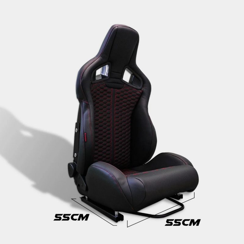 Coppia sedili sportivi Replica Recaro Sportster CS senza logo trapuntati pelle nera