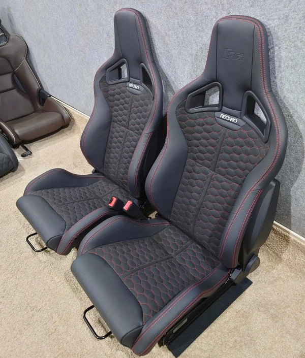 Coppia sedili sportivi Replica Recaro Sportster CS senza logo trapuntati pelle nera