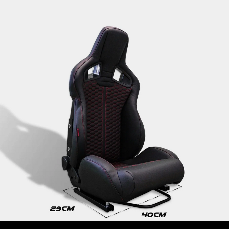 Coppia sedili sportivi Replica Recaro Sportster CS senza logo trapuntati pelle nera