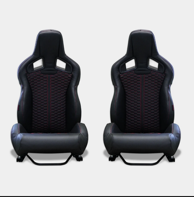 Coppia sedili sportivi Replica Recaro Sportster CS senza logo trapuntati pelle nera