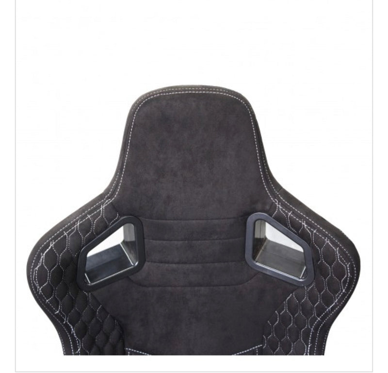 Pair of quilted leather and Alcantara sports wraparound car seats N785 