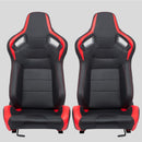 Coppia sedili sportivi avvolgenti auto in pelle nera e rossa carbon look N770